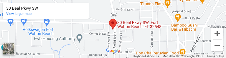 A map of the location of 3 0 beal pkwy.